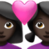 👩🏿‍❤️‍👩🏿 couple with heart: woman, woman, dark skin tone display on Apple